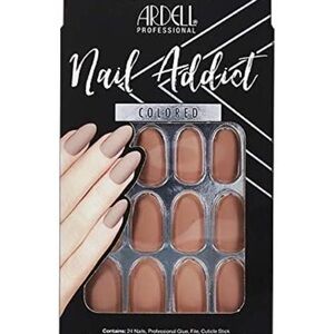 Ardell Nail Addict Press on Nails 24 pack glue file Kit Barely There Nude Oval